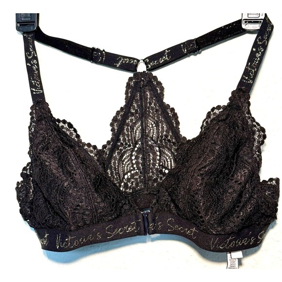 Victoria's Secret Other - Victoria's Secret Black Lace Razorback Bralette Size Large